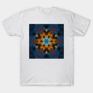 Weave Mandala Blue Yellow and Red T-Shirt